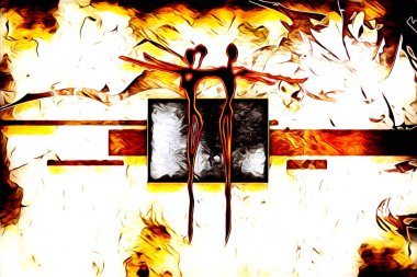 Afrikalı etnik retro vintage çizim çizimi