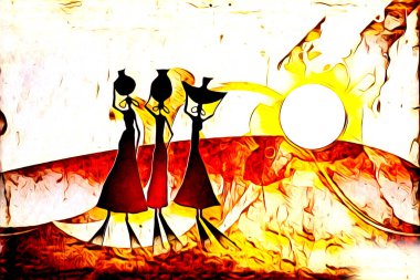 Afrikalı etnik retro vintage çizim çizimi