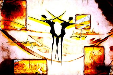 Afrikalı etnik retro vintage çizim çizimi