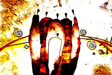 Afrikalı etnik retro vintage çizim çizimi