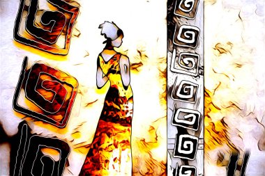 Afrikalı etnik retro vintage çizim çizimi