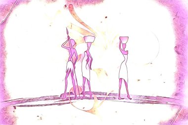 Afrikalı etnik retro vintage çizim çizimi