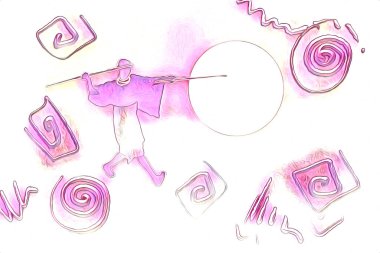 Afrikalı etnik retro vintage çizim çizimi