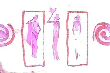 Afrikalı etnik retro vintage çizim çizimi