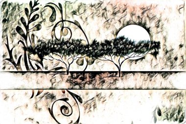 Afrikalı etnik retro vintage çizim çizimi