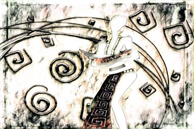 Afrikalı etnik retro vintage çizim çizimi