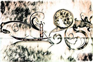 Afrikalı etnik retro vintage çizim çizimi