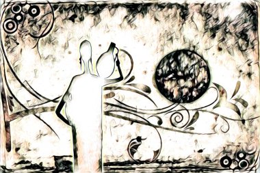 Afrikalı etnik retro vintage çizim çizimi