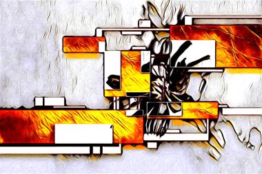 soyut renk tasarımı resim çizimi eskiz retro vintage