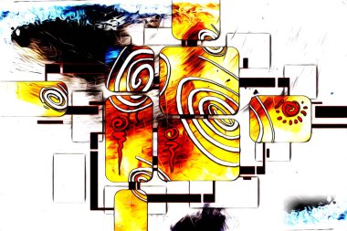 soyut renk tasarımı resim çizimi eskiz retro vintage