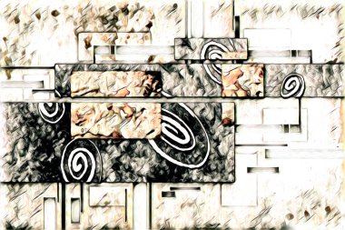 soyut renk tasarımı resim çizimi eskiz retro vintage