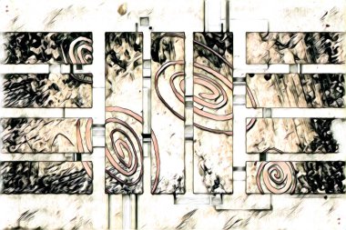 soyut renk tasarımı resim çizimi eskiz retro vintage