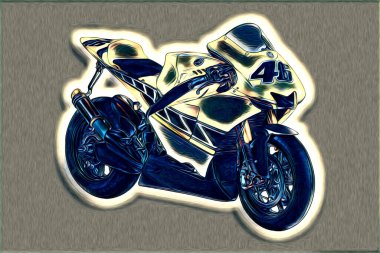 Motosiklet çizim rengi izole edilmiş resim