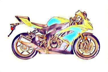 Motosiklet çizim rengi izole edilmiş resim