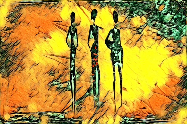 Ilustrasi Ilustrasi Kuno Etnik African — Stok Foto