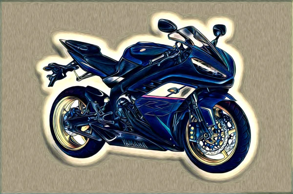 Motocykl Ilustracja Kolor Izolowane Sztuka Rysunek Malarstwo — Zdjęcie stockowe