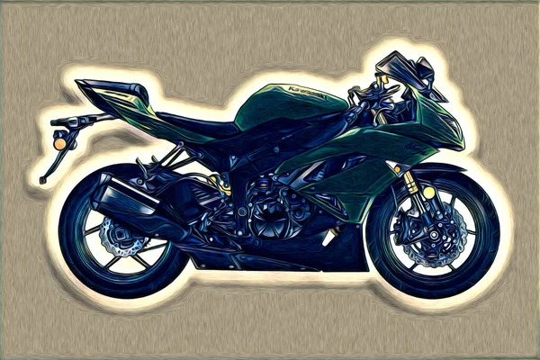 Motorcykel Llustration Färg Isolerad Konst Teckning Målning — Stockfoto