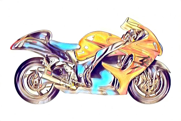 Ilustración Motocicleta Color Arte Aislado Dibujo Pintura —  Fotos de Stock