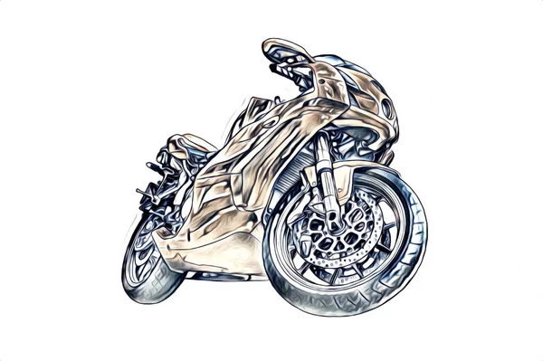 Motociclo Llustrazione Colore Isolato Arte Disegno Pittura — Foto Stock