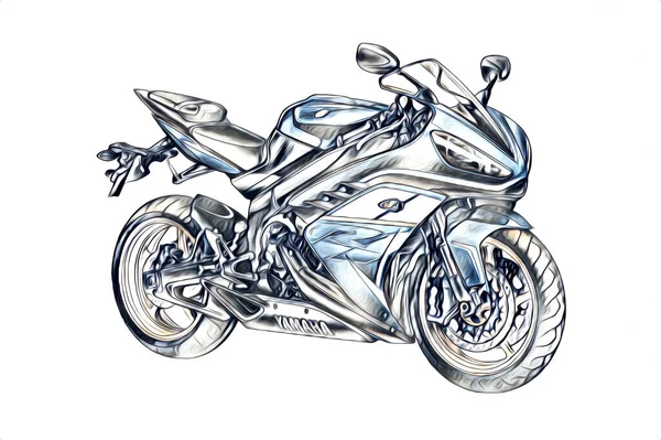 Motocicleta Llustração Cor Isolado Arte Desenho Pintura — Fotografia de Stock