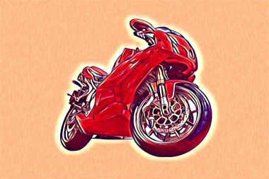 Motosiklet çizim rengi izole edilmiş resim
