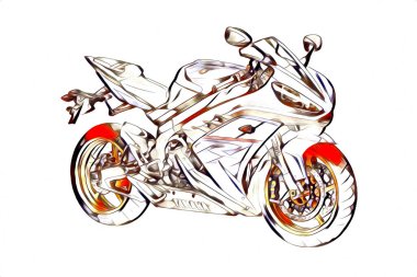 Motosiklet çizim rengi izole edilmiş resim