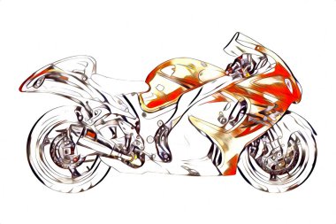 Motosiklet çizim rengi izole edilmiş resim