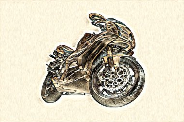 Motosiklet çizim rengi izole edilmiş resim