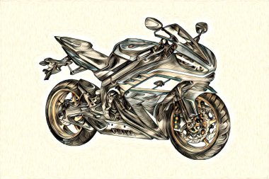 Motosiklet çizim rengi izole edilmiş resim