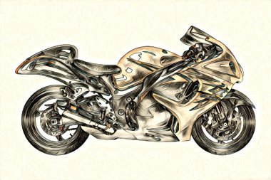 Motosiklet çizim rengi izole edilmiş resim