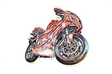 Motosiklet çizim rengi izole edilmiş resim