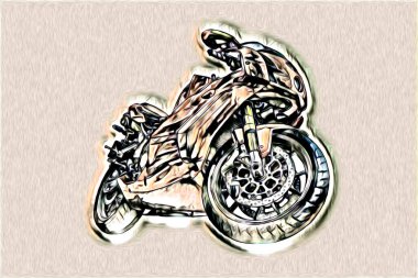 Motosiklet çizim rengi izole edilmiş resim