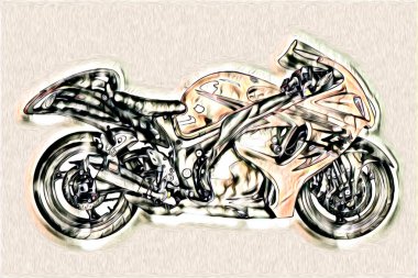 Motosiklet çizim rengi izole edilmiş resim