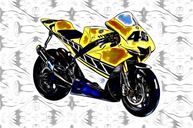 Motosiklet çizim rengi izole edilmiş resim