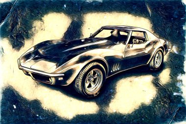 Eski klasik araba antika resim çizimi