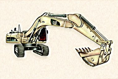 Ekskavatör illüstrasyon izole renk sanat eseri