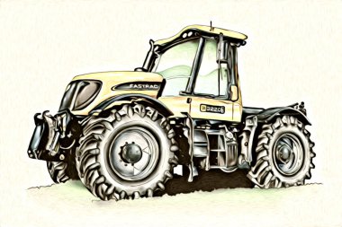 Ekskavatör illüstrasyon izole renk sanat eseri