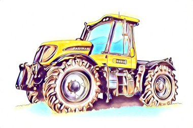 Ekskavatör illüstrasyon izole renk sanat eseri