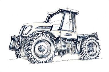 Ekskavatör illüstrasyon izole renk sanat eseri