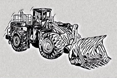 Ekskavatör illüstrasyon izole renk sanat eseri