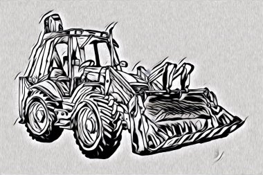 Ekskavatör illüstrasyon izole renk sanat eseri