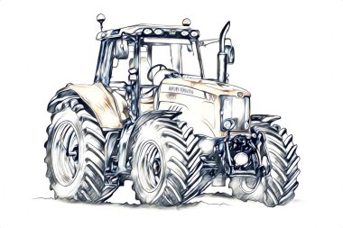 Tarımsal traktör illüstrasyon renk sanat antika komik