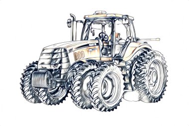 Tarımsal traktör illüstrasyon renk sanat antika komik