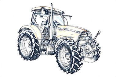 Tarımsal traktör illüstrasyon renk sanat antika komik