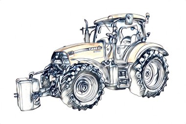 Tarımsal traktör illüstrasyon renk sanat antika komik