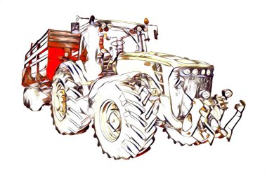 Tarımsal traktör illüstrasyon renk sanat antika komik