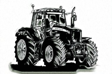 Tarımsal traktör illüstrasyon renk sanat antika komik