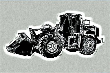 Tarımsal traktör illüstrasyon renk sanat antika komik