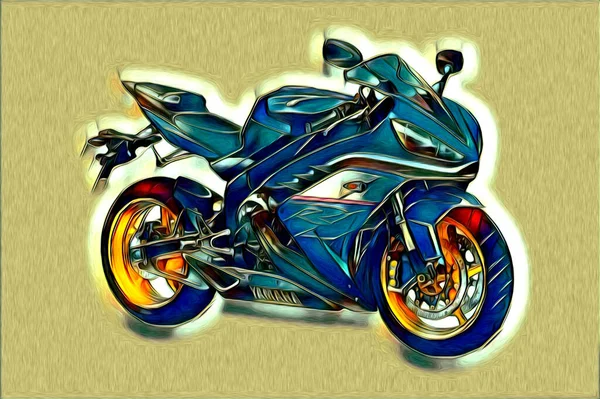 Motorcycle Llustration Color Isolated Art Drawing Painting — 스톡 사진