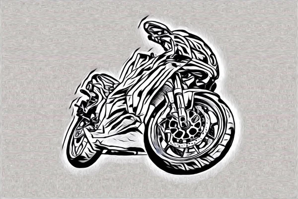 Motorrad Llustration Farbe Isoliert Kunst Zeichnung Malerei — Stockfoto